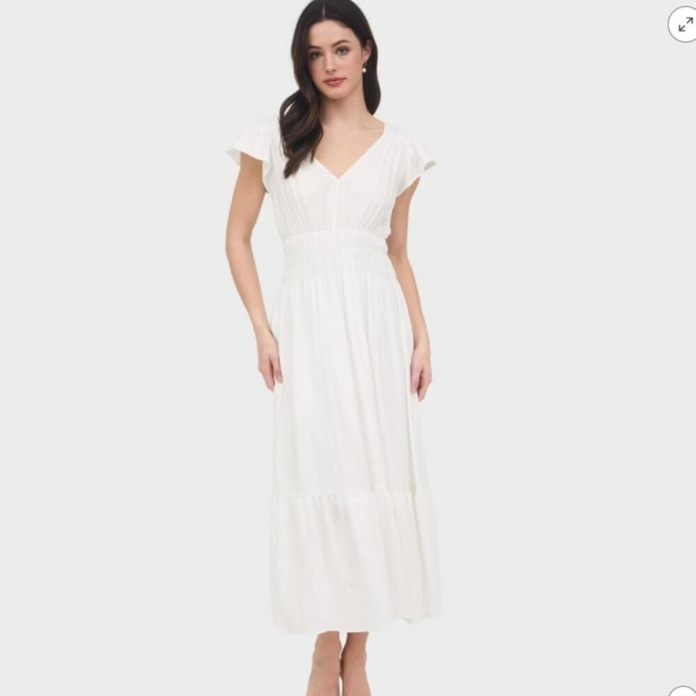 NWT August Sky Women's V-Neck Short Sleeve Midi Dress